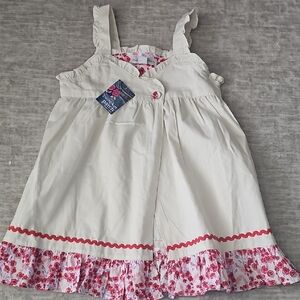 Pumpkin Patch Ivory Dress with Red Floral Trim